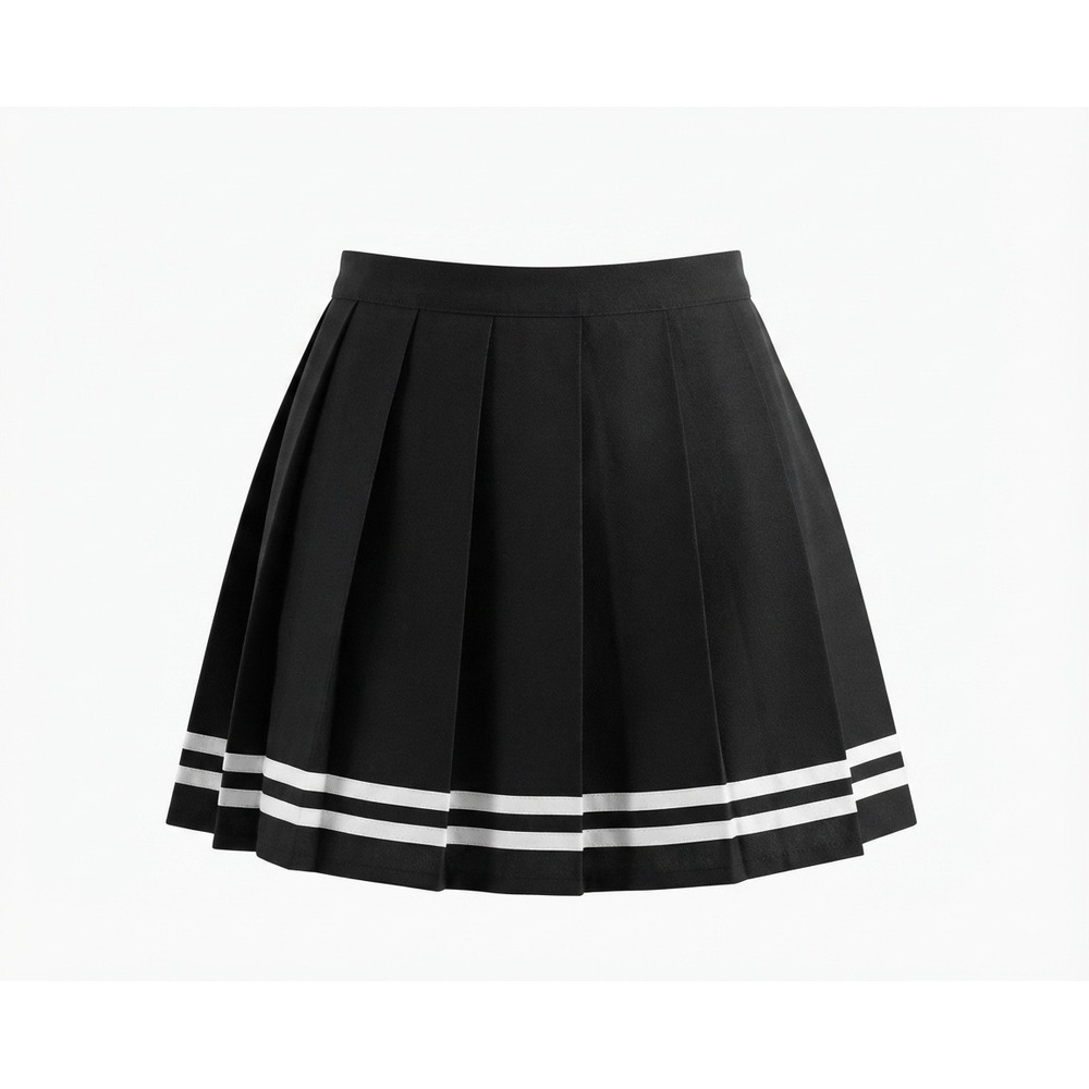 Hot Topic Black Pleated Mini Skirt White Stripes Schoolgirl Goth Punk Large